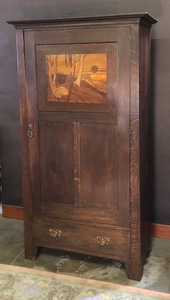 Inlaid Arts & Crafts Oak Wardrobe. United Kingdom. circa 1890